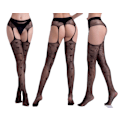 Miniatyrbilde 1 av 9: 2-PAKKE Sexy nettstrømper for kvinner strømpebukser høye strømper nettstrømper-KK1- 6072 black