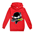 Miniatyrbild 1 av 2: Ninja Kidz Barn Casual Hoodie Långärmad Hoodie Tryck Tröjor Pojkar Flickor Sportkläder för Åldrarna 7-14 År Röd 7-8 År