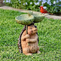 Miniatyrbillede 2 af 5: Udskåret Pindsvin Fuglebad Dyrestatue Udendørs Fuglefoder Resin