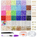 Miniatyrbilde 1 av 3: 6000 leireperler for armbånd, 24 farger flate runde