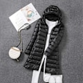 Miniatyrbilde 2 av 2: Dame Slim Dunkåpe Mellomlang Koreansk Versjon Slim Kåpe Egnet For Vennetreff LGL Black Black 3XL