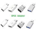 Miniatyrbillede 2 af 7: 8-pak USB C hun-adapter sæt USB A til USB C Micro USB til Type C-konverter til biloplader bærbar telefon black