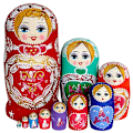 Miniatyrbilde 1 av 2: 10-lags tre-nestingdukke russisk nestingsett bordnestingdukke