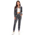 Miniatyrbilde 2 av 5: Treningsoverall for Kvinner 2-delt Sett Velour Sweat Outfits GRÅ 555