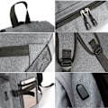 Pikkukuva 4 / 7: Suuri reppu olkalaukku USB-portti Reseryggsäck grey