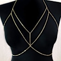 Miniatyrbild 3 av 5: Fashion Enkel Sexig Mage Kroppskedja Halsband Bikini Wire Harness Kropp Kvinnor och Flickor Sexig Enkel Kors Kroppskedja (Guld)