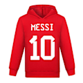 Miniatyrbillede 1 af 2: Messi 10 Klub Hoodie Fodbold Superstar Børn Hættetrøje Drenge Tøj Træningsdragt Træningssæt Toppe Rød Red 160cm