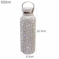 Miniatyrbilde 4 av 5: Diamant Vannflaske, Rustfritt Stål Isolert Vannflaske, Glitter Vannflasker Gjenfyllbare Vannflasker for Kvinner Sølv (500ml)