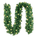 Miniatyrbillede 1 af 2: 2,7 m Julekrans Jule-rattan Mantel Dekoration Krans Kurv Girland med 30 LED