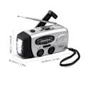 Miniatyrbilde 5 av 5: Nødradio med solcelle, håndsveiv, 1200 mAh, AM FM NOAA værradio, LED-lys, USB-lader, utendørs