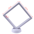 Pikkukuva 1 / 5: Neliönmuotoinen 3D kelluva koru kolikon esittelykehys pidike laatikko kotelo valkoinen-KK1- White 11*11*2cm