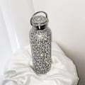 Miniatyrbilde 3 av 5: Diamant Vannflaske, Rustfritt Stål Isolert Vannflaske, Glitter Vannflasker Gjenfyllbare Vannflasker for Kvinner Sølv (500ml)