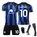 Pikkukuva 2 / 5: 23-24 Inter Milan Kotipaita Nro 10 Lautaro 9 Zeko Lapsi Aikuinen Setti - Jalkapallopaita - 10 Sukkien Kanssa 18(100-110cm)