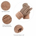 Miniatyrbillede 3 af 4: 3 par dame vinter uld luffer handsker, vinter varme tykke handsker-XM2-