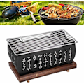 Miniatyrbild 4 av 5: Japansk kolgrill, portabel bordsgrill med bottenplatta