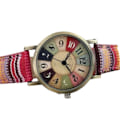 Miniatyrbillede 3 af 4: Boho Hippie Ur Regnbue Vævet Rem Armbåndsur-KK1- Light Red