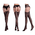 Miniatyrbilde 1 av 9: 2-PAKKE Sexy nettstrømper for kvinner strømpebukser høye strømper nettstrømper-KK1- 6078 black