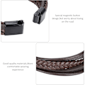 Miniatyrbillede 2 af 5: Vintage Mode Armbånd, Retro Læder Vævet Armbånd, Messer til Venner Rejse Souvenirs Familie (Brun Læder Sort Spænde)