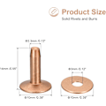 Miniatyrbillede 3 af 5: 10 sæt kobbernitter og skiver, 10x3,3x14mm solide læder kobber nittefastgørelse til læder DIY håndværkstilbehør, kobberfarvet-KK1-