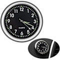 Pikkukuva 1 / 6: Auton kojelautakello, Mini Quartz Analog Autokojelaudan Ilmaventtiilin Kiinnityskello Autokoristeluun, Universaali ja Valoisa (Musta)