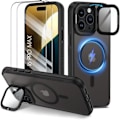 Miniatyrbild 1 av 4: Fodral + 2 härdat glas för iPhone 16 Pro Max, transparent fodral med magnetisk ring och kameraskydd