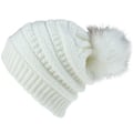 Miniatyrbilde 3 av 4: Mote retro hodeplagg kvinnelig ensfarget ullball strikket lue-KK1- white