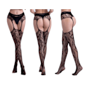 Miniatyrbilde 1 av 9: 2-PAKKE Sexy nettstrømper for kvinner strømpebukser høye strømper nettstrømper-KK1- 6074 black