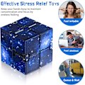 Miniatyrbillede 4 af 5: 2 Stk. Infinity Cube Uendelige Fidget Legetøj Mini Cube Puslespil Cube Finger Fidget Legetøj til Stress og Angst Lindring Afslappende Legetøj (Blå Stjernehimmel)