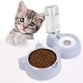 Miniatyrbillede 1 af 4: Katte- og hundeskål, 2-i-1 automatisk kæledyrsskål, lydløs vanddispenser -XM2-