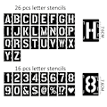 Pikkukuva 3 / 5: Kirjainstensiili Symboli Numerot Askartelu Stensiilit, 42 kpl Uudelleenkäytettäviä Aakkosmallineita, Stensiilisarja Maalaamiseen Puulle, Seinälle, Taululle, DIY-taide