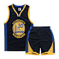 Miniatyrbild 1 av 4: Stephen Curry No.30 Baskettröja Set Warriors Uniform för Barn Tonåringar V Svart Black L (140-150CM)