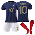 Miniatyrbillede 1 af 2: Frankrig Hjemmebane fodboldtrøjesæt nr. 10 Mbappe-WELLNG 1549