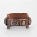 Miniatyrbillede 3 af 5: Antik Herre Brun Læder Manchetarmbånd, Læder Armbånd