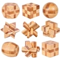 Miniatyrbild 1 av 5: Set med 9 3D-hjärnpussel i trä, IQ-utmaningspusselspel, liten logisk pusselboxleksak för att ta bort montering av låspusselgåva