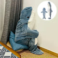Miniatyrbild 5 av 5: Tecknad Haj Sovsäck Pyjamas Kontor Lur Haj Filt Karakal Mjukt Mysigt Tyg Sjöjungfru Sjal Filt för Barn Vuxen Gråblå Grey blue XL