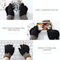 Miniatyrbillede 4 af 4: Damehandsker vinter touchscreen handsker strikkede fingerhandsker-XM2-