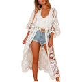 Miniatyrbillede 1 af 5: Dame Badedragt Cover Up Badedragt Kimono Lang Strandkjole Blomstret Blonde Bikini Badetøj Solbeskyttelsestøj-XM1-