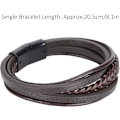 Miniatyrbillede 4 af 5: Vintage Mode Armbånd, Retro Læder Vævet Armbånd, Messer til Venner Rejse Souvenirs Familie (Brun Læder Sort Spænde)
