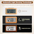 Miniatyrbild 4 av 5: Digital väckarklocka i trä, stor LED-display, 12/24 timmars visning -XM2-