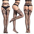 Miniatyrbilde 1 av 9: 2-PAKKE Sexy nettstrømper for kvinner strømpebukser høye strømper nettstrømper-KK1- 6091 black