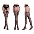 Miniatyrbilde 1 av 9: 2-PAKKE Sexy nettstrømper for kvinner strømpebukser høye strømper nettstrømper-KK1- 6080 black