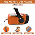 Miniatyrbillede 8 af 8: Vejrradio, Solradio, Nød håndsving Selvdrevet AM/FM Solvejrradio med LED-lommelygte, WB-radio med batteribackup-KK1- Orange