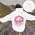 Miniatyrbillede 2 af 4: Palm Puff Hoodie Oversized Langærmet Trøje med Bogstavstryk til Teenagepiger Y2k Hættetrøje Mode Snøretrøje med Lommer White White 3XL