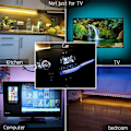 Miniatyrbild 8 av 11: LED-färgskiftande bakgrundsbelysningsremsa för TV MultiColor 2m