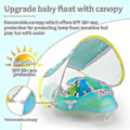 Miniatyrbild 3 av 5: Baby Pool Float Med Upf50+ Solskyddstaket, Lägg Till Svans Aldrig Vändbar Uppblåsbar Baby Float För Småbarn 3-48 Månader (blå) S