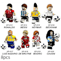 Miniatyrbild 1 av 5: 8 st fotbolls-VM Qatar Ronaldo Messi Neymar minifigurer monterade mini byggklossar actionfigurer leksak barn present