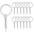 Miniatyrbilde 1 av 5: 100 stk Flate Nøkkelringer med Kjede Skrueøye Pins Spenner Gave til Familie Venner WUP