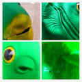 Miniatyrbild 4 av 4: Rolig Grön Fisk Latexmask - Unisex Cosplay Huvudbonad för Fester & Evenemang, Inga Batterier Behövs, Åldrar 14+
