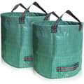 2-pack 500L trädgårdssäckar. Kraftiga trädgårdsavfallssäckar. Robust, hopfällbar PP-avfallssäck. UV-stabil (2-pack - 500L, Grön)