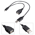 Miniatyrbilde 2 av 5: OTG Host Strømdeler Y Micro USB Hann til USB Hunn Adapter Kabelledning